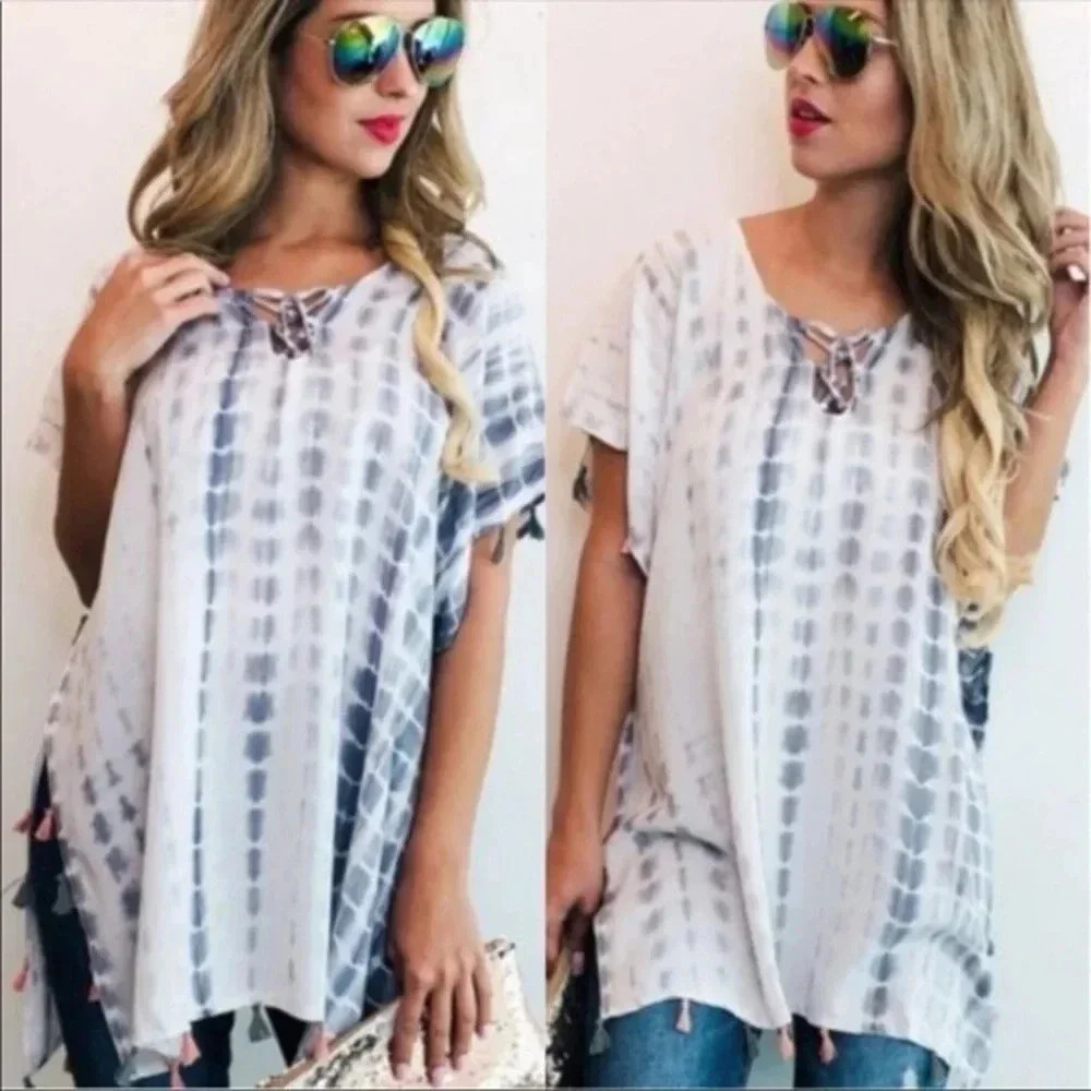 Tie Dye Boho Swim Pullover - Picture 3 of 12
